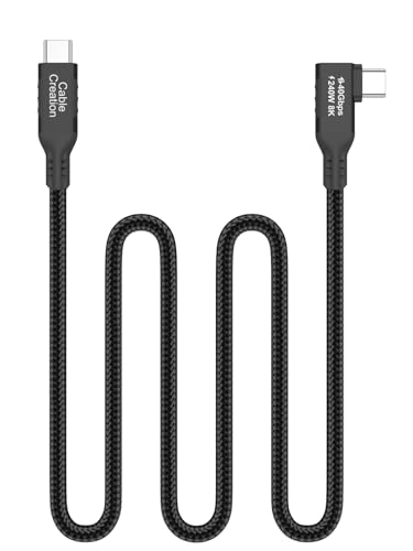 CableCreation 40Gbps USB 4 for Thunderbolt 5 Cable Angled 3.3FT, 240W PD 3.1 Charging, up to 120Gbps Bandwidth for 8K Video, Braided USB C Data Cable for SSD, MacBook M4 Pro, iPhone17/16,Dock,Auto - color: 40G, size: 3.3FT-Angled