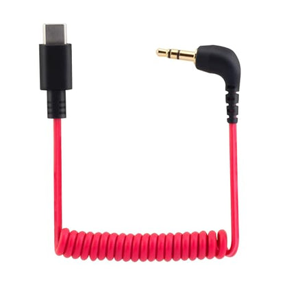 for Rode Wireless GO 2 / ME/Pro USB C to 3.5mm TRS Microphone Adapter Mic Cable, for Hollyland Lark M1 / M2 / MAX / 150 / M1 / MAX Duo DAC Coiled Cable for Android iPhone 15 - color: 3.5MM to USB C
