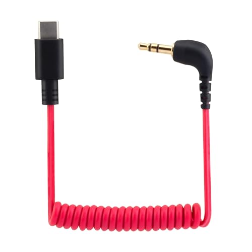 for Rode Wireless GO 2 / ME/Pro USB C to 3.5mm TRS Microphone Adapter Mic Cable, for Hollyland Lark M1 / M2 / MAX / 150 / M1 / MAX Duo DAC Coiled Cable for Android iPhone 15 - color: 3.5MM to USB C
