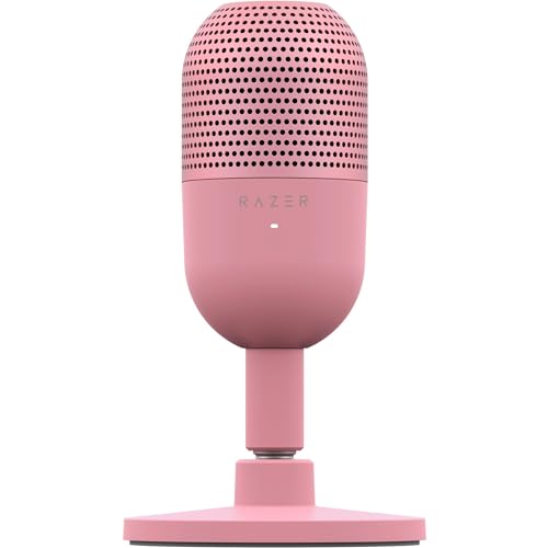 Razer Seiren V3 Mini USB Microphone: Condenser Mic - Supercardioid Pickup Pattern - Tap-to-Mute Sensor with LED Indicator - Shock Absorber - Ultra Compact - PC, Discord, OBS Studio, XSplit - Quartz - color: Quartz Pink