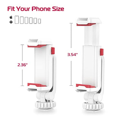 ULANZI Phone Tripod Mount ST-06S White, Universal Smartphone Mount Adapter with 2 Cold Shoe, 360° Rotates and Adjustable Cell Phone Clip Clamp Holder, Compatible with iPhone, Samsung Galaxy and More - color: White