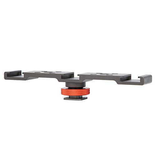 3 in 1 Hot Shoe Mount Adapter, Camera Hot Shoe Bracket with Multiple Screw Holes, Aluminum Alloy Extension Bar for Camera Mobile Phone Rabbit Cage (Gray) - color: Gray