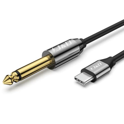 J&D USB-C to 6.35mm 1/4 inch TS Audio Cable, Gold Plated USB Type C to 1/4" Male Mono Interconnect Aux Adapter Cable Compatible with iPhone 16/17 Series, 6.5 Feet - size: 6.5 Feet