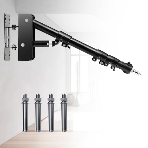 MACTREM Ring Light Wall Mount,44’’/110cm Wall Mounting Triangle Boom Arm for Strobe Light, Photography, Softbox, Reflector,Umbrella,Studio Video Light, Support 180°Rotation - size: 110cm