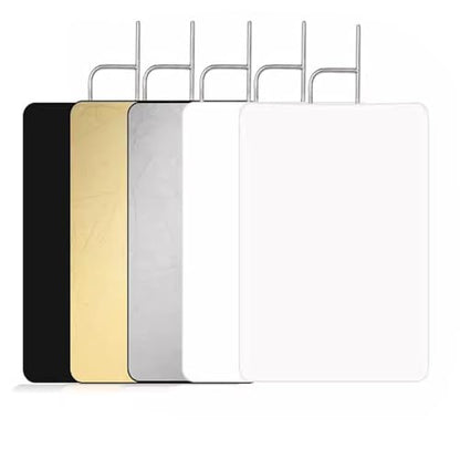 30"x36"/75x90cm Light Reflector Flag Panel Kit, 5-in-1 Diffusion Scrim Translucent/Gold/Silver/Black/White Lighting Diffuser, Stainless Steel Foldable Frame for Studio Portrait Photography