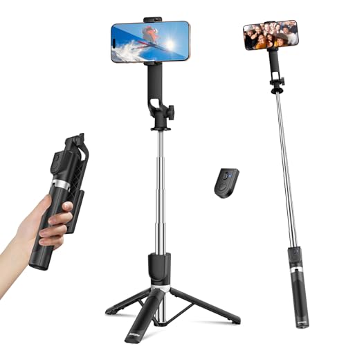 Sensyne Selfie Stick for Phone, Extendable Travel Tripod with Detachable Remote for Photography, Selfies, Compatible with All Cell Phones, Black - color: Black
