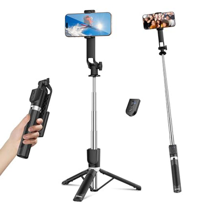 Sensyne Selfie Stick for Phone, Extendable Travel Tripod with Detachable Remote for Photography, Selfies, Compatible with All Cell Phones, Black - color: Black