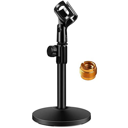 InnoGear Desktop Microphone Stand, 4 Pack Upgraded Adjustable Table Mic Stand with Mic Clip and 5/8" Male to 3/8" Female Screw for Blue Yeti Snowball Spark & Other Microphone