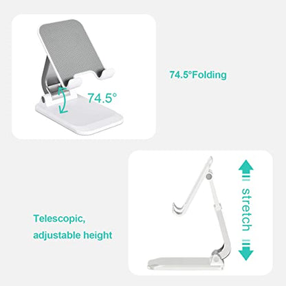 Aotedor Adjustable Desk Phone Stand, Ergonomic Design, Portable, Hands Free, Compatible with iPhone and Samsung