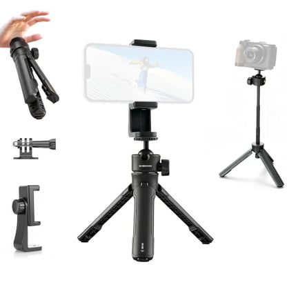 One-Click Mini Desktop Tripod for Camera, Phone & Action Cam, Adjustable Foldable Stand for Streaming, Zoom Meetings, Vlog Recording & Content Creation