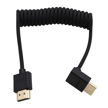 HDMI 8K 4K High Speed Cable for ATOMOS Ninja V Shinobi, Sony A9III A7RV FX30 FX6, Canon C80 C70 R5 Mark II, Panasonic GH6 S5II S1R G9 GH5II, Braided Coiled - color: Black, size: Down Angled to Straight