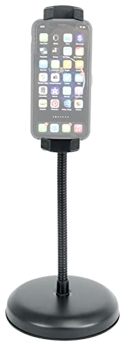 Rockville iSTAND 9 Desktop Gooseneck Stand, Weighted Base, Adjustable Mic Clip, Phone/Tablet Holder, Webcam Adapter, Perfect for Podcasting, Streaming | Includes Mic Clip, Webcam Adapter, 11.8" Gooseneck, Weighted Steel Base, Fits 4.7" to 12.9" Screens, 3