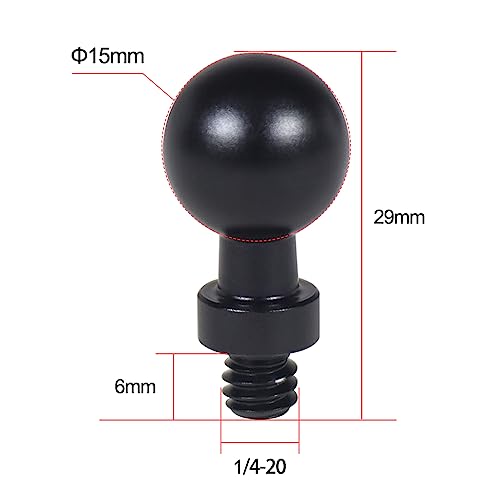 20mm/17mm/15mm/13mm to 1/4 Screw/Hole Ball Head Mount Adapter for Action Camera Photography Accessories (15mm to 1/4 Screw) - size: 15 mm to 6.35 mm Screw