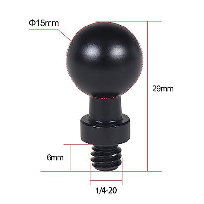 20mm/17mm/15mm/13mm to 1/4 Screw/Hole Ball Head Mount Adapter for Action Camera Photography Accessories (15mm to 1/4 Screw) - size: 15 mm to 6.35 mm Screw