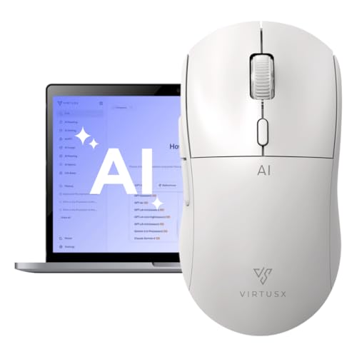 Virtusx Jethro AI Mouse - Voice & Audio Recorder for Lecture & Meeting, Centralized Software with Voice Typing, Writing Tools, Transcribe, Translate & Summarize, Wireless Mouse for Computer, Laptop - color: White