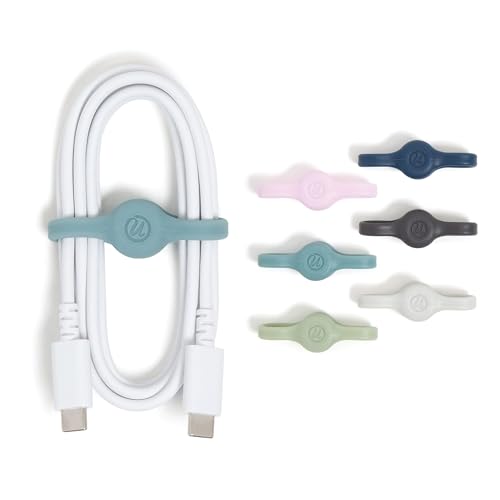 U Brands Tech Classics Magnetic Silicone Cord Wraps 6 Pack, Assorted Colors Cable Management Organizer, Silicone Cable Ties for Desk, Office, and Travel