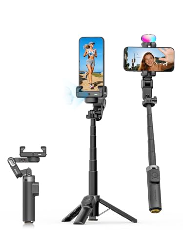 AOCHUAN Gimbal Stabilizer for iPhone, 4 in 1 Phone Gimbal w/360° Rotation for iPhone/Andriod Sefie Stick Tripod w/Auto Face Tracking and Wireless Remote for Vlogging-M3 Promini Black - color: Black