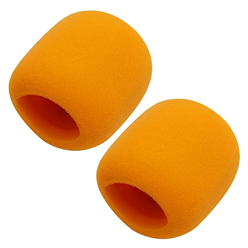 Fielect 2Pcs Microphone Cover Foam Mic Cover Handheld Microphone Windscreen Mic Foam Filter Cover Orange for Karaoke DJ, KTV Broadcasting - color: Orange