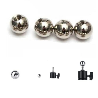 VizGiz 4 Pack 17mm Ball Head with 1/4 inch Threaded Screw Socket Stainless Steel Swivel Ball Joint Adapter Converter for Super Clamp Camera Hot Shoe Mount Smartphone Holder Phone Clip Light Tripod