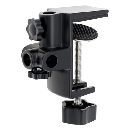 RTNLIT Desk Lamp Clamp, 0.49in/12.5mm 4 Hole Metal Table Mounting Clamp, Universal C Clamp for Magnifying Light/Microphone/Boom Scissor Arm, Fits up to 2-1/2 inches Desktop Thickness(Black) - color: Black