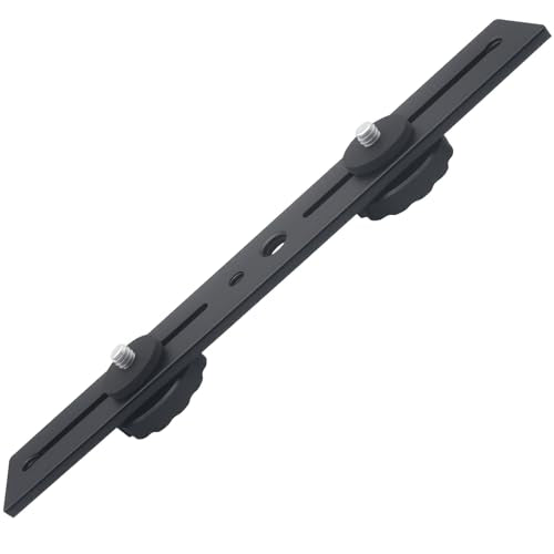 Dual Camera Flash Mount Bracket 20CM Tripod Mount Extension Bar with 1/4'' Screw Hot Shoe Mount for Fill Light and SLR Camera (Black)