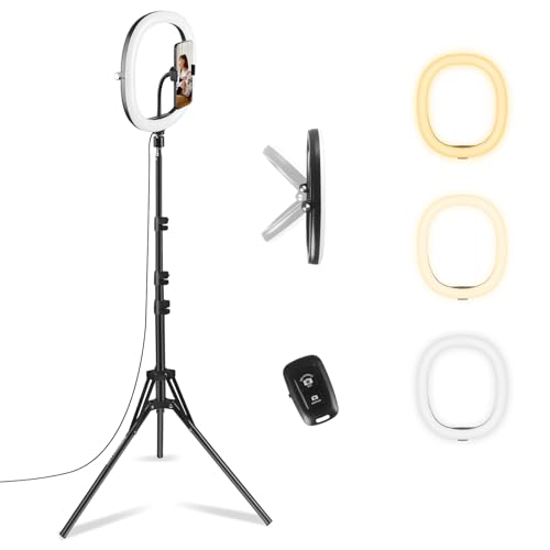 12" Selfie Ring Light with 59" Tripod Stand and Phone Holder, Dimmable LED Circle Lights Phone Ring Light Tripod for Photography, Video Recording, Live Stream, Makeup