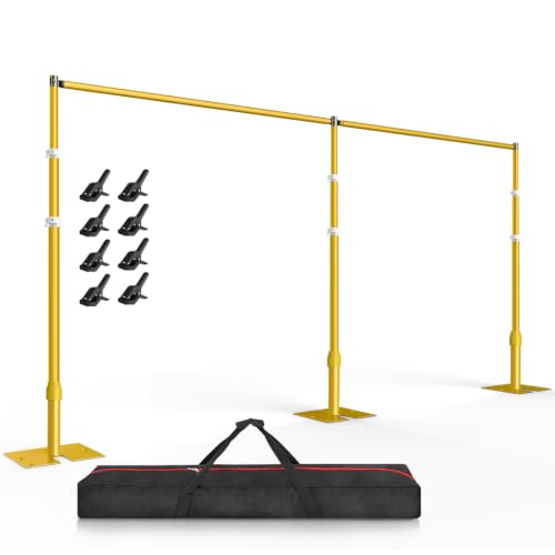 EMART Backdrop Stand Heavy Duty 10ftx20ft, Adjustable Pipe and Drape Photo Background Support Kit, Metal Frame with Flat Base for Wedding Birthday Party Banquet Decorations-Gold - color: Gold, size: 10x20FT