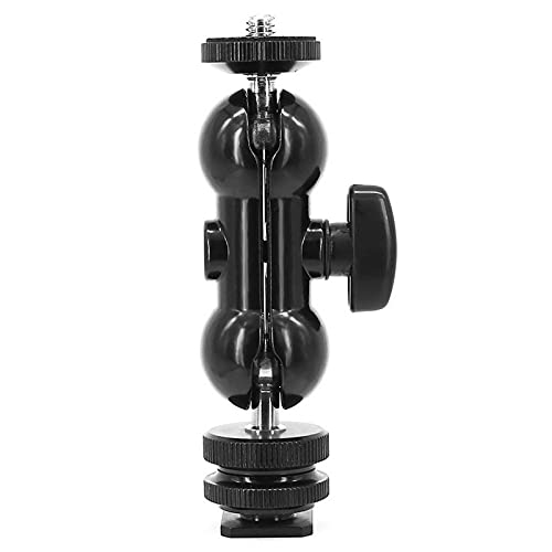 Cool Ballhead Multi-Function Double Ball Head with Cold Shoe Mount and 1/4" Screw for DSLR Cameras/Camcorders/Camera Cage/Monitor and LED Light