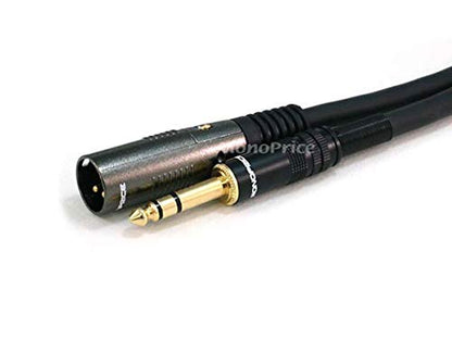 Monoprice XLR Male to 1/4-Inch TRS Male Cable - Molded Strain Relief Boots, Gold Plated, 16AWG, 3 Feet, Black - Premier Series - size: 3ft