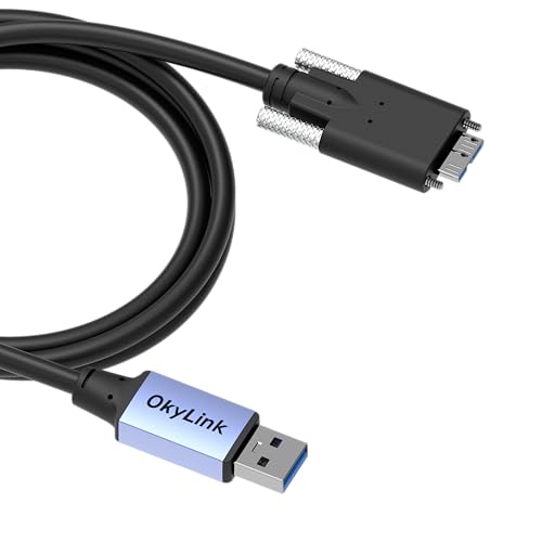 OkyLink USB 3.0 A to Micro-B Cable, 5Gbps, 5ft, Double Screw Lock | 1.5M, 3.2 Gen 1, Male to Male, for External Hard Drive HDD SSD - color: Screw USB3.0, size: 5ft (1.5m)
