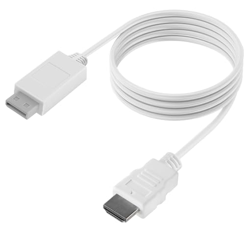 5ft WII to HDMI Converter Cable Adapter,for use with Full HD 1080P Devices with an HDMI Port,Compatible with WII,U,HDTV, Monitor (White) - color: White