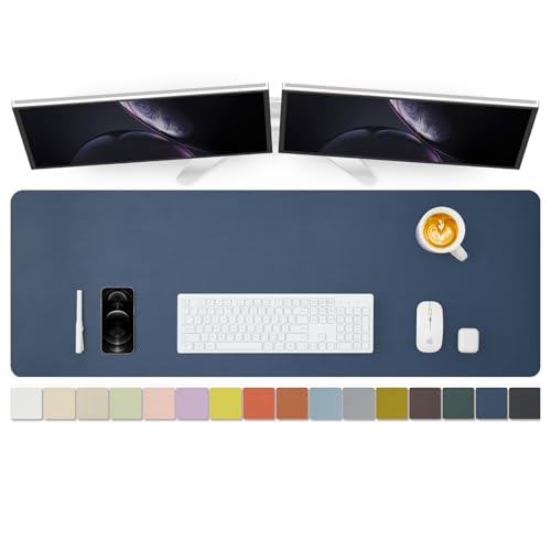 Large Desk Mat - 47.2"x 17" Non-Slip PU Desk Pad for Office and Home - Ideal for Large Mouse Pad and Desk Mats on Top of Desks(Dark Blue) - color: Dark Blue, size: 47.2" x 17"