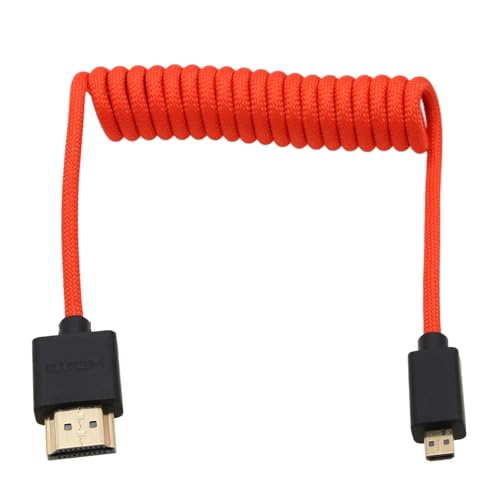 Micro HDMI 4K120 8K60 Raw Cable for ATOMOS Ninja V Ultra Shinobi, Sony ZV-E10 A7C A7R IV A6700, Canon R5C R100 R8 R6 M50 MKII, Nikon Fujifilm Sigma FP, Red Braided Coiled 30cm - color: Red, size: Straight HDMI