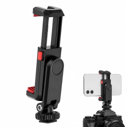 Universal Cell Phone Tripod Mount Adapter,360 Rotation for Camera,Camera Phone Mount,Hot Shoe Phone Mount,Phone Holder for Camera,Cold Shoe Phone Mount for Canon Nikon Sony DSLR Phone