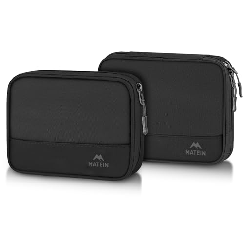 MATEIN Charging Cord Organizer Case 2 Pack, Water Resistant Electronics Bag for Tech Accessories, Portable Flat Cable Organizer Travel for Adapter, Slim Mouse & USB Flash Drive, Tech Gifts - color: Dark-Black, size: Large