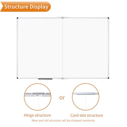 VIZ-PRO Magnetic Dry Erase Board, 96 X 48 Inches, Foldable Wall-Mounted Whiteboard with Silver Aluminum Frame & Marker Tray for School Office and Home 8' X 4' - size: 96"W x 48"H
