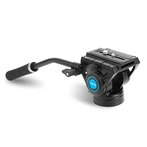 CAVIX Professional Fluid Drag Video Head, Smooth Pan & Tilt Control with Adjustable Drag, 3/8" & 1/4" Quick Release Plate, Max Load 13.2 lb/6 kg for DSLR, Mirrorless & Camcorder On Tripod/Monopod