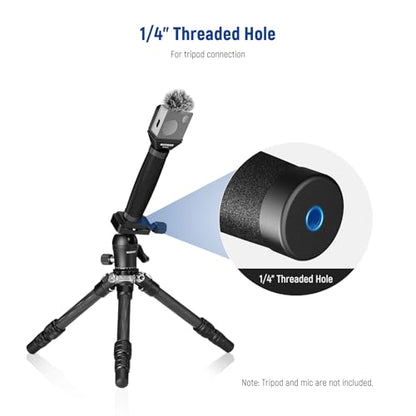 NEEWER 13"/33cm Telescopic Lavalier Microphone Handheld with Anti Off Cold Shoe Foam Windscreen Interview Mic Handle Compatible with Rode Wireless Go II DJI Mic CM31, MS005 - style: MS005(33cm)