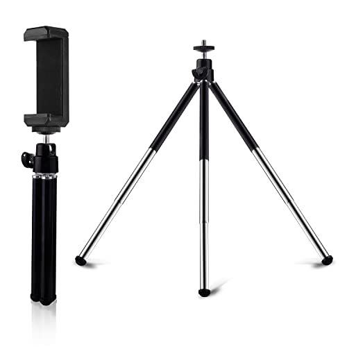 Mini Tripod for Webcam and Phone, 12.4 inch Metal Extendable Webcam Stand with Phone Holder, Small Tripod for Desk - color: 6-12.4 inch Black