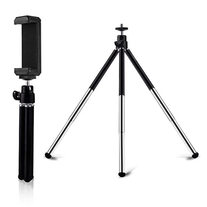 Mini Tripod for Webcam and Phone, 12.4 inch Metal Extendable Webcam Stand with Phone Holder, Small Tripod for Desk - color: 6-12.4 inch Black