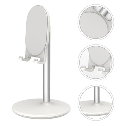 WOONEKY Universal Desktop Phone Stand Bracket for Home and Office Metal Alloy Phone and Tablet Holder Support with Rotatable Base for Live Streaming and Video Calls