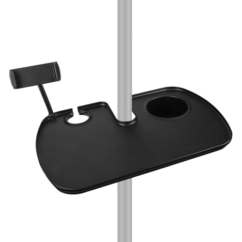 GEEKRIA for Creators Microphone Stand Tray with Cup Holders, Phone Holder and Microphone Holder for Stage, Live Streaming, Recording (Black)