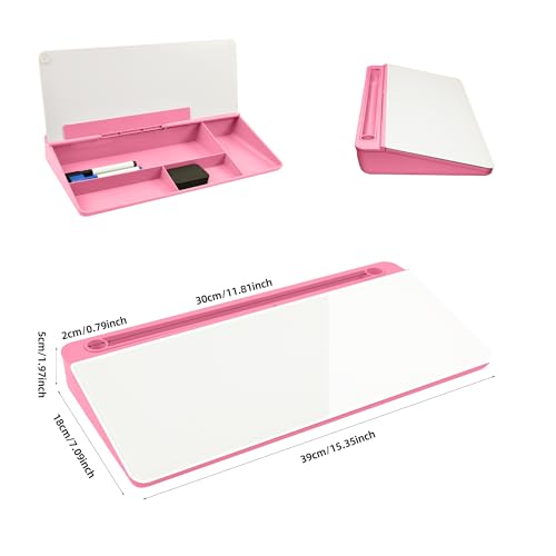 Desktop Whiteboard, Glass Dry Erase Board, Desk Board Buddy,Computer Keyboard Stand,Desk Whiteboard Organizer for Home,Office,School Supplies (Pink) - color: Pink