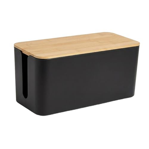 Cable Management Cord Cover Wire Hider Box Concealer Organizer Protector System for Home Theater Entertainment Center Office School (Wood Black) - color: Wood Black