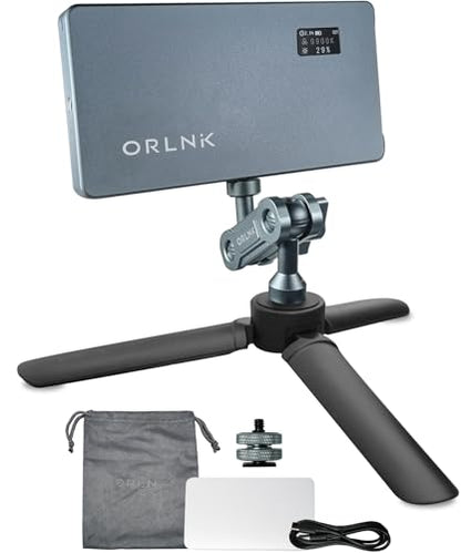 ORLN'K Portable RGB Video Light 10W 4000mAh, LED Video Light Panel with Soft Diffuser for Photographer, Content Creator Fits iPhone, for Sony Canon Nikon Fuji Panasonic Cameras (Tripod Combo) - style: 7in1 TripodCombo