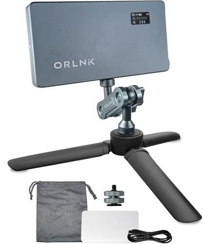 ORLN'K Portable RGB Video Light 10W 4000mAh, LED Video Light Panel with Soft Diffuser for Photographer, Content Creator Fits iPhone, for Sony Canon Nikon Fuji Panasonic Cameras (Tripod Combo) - style: 7in1 TripodCombo