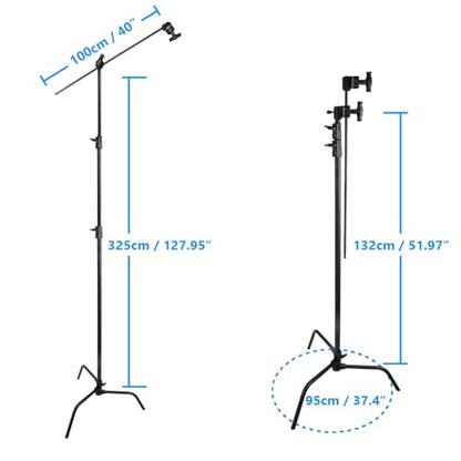 Kupo 40" C-Stand Sliding Leg Kit - Includes 40" Grip Arm with Hex Stud, Two 2.5" Grip Heads for Photography and Video Lighting Applications, Adjustable Uneven Terrain Leveling Leg, Black (KS704011) - color: Black, style: 40" Sliding Leg Kit