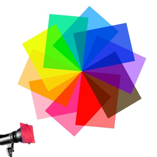 10pcs Color Correction Light Gel Filters, Transparent Color Film Plastic Sheets for LED Lighting/Studio/Video/Film/Photo/Diffuser 11.7 by 8.3 Inches, 10 Colors - color: gel light-10