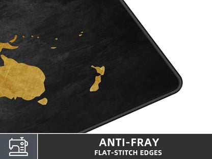 Rinaze Mouse Pad Desk Mat, Multifunctional Large Gaming Mousepad, Office Desk Pad with Washable Durable Design, Keyboard Pad in Black World Map - color: Dark Grey