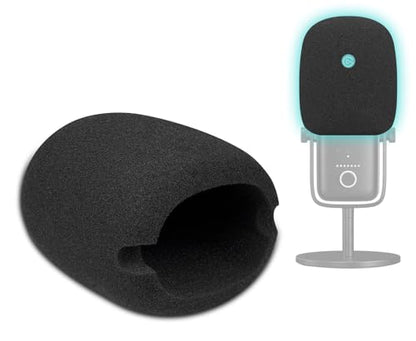 SOULWIT 2Pcs Pop Filter for Elgato Wave:3(Wave3), Protective Mic Cover Windscreen Foam - Black